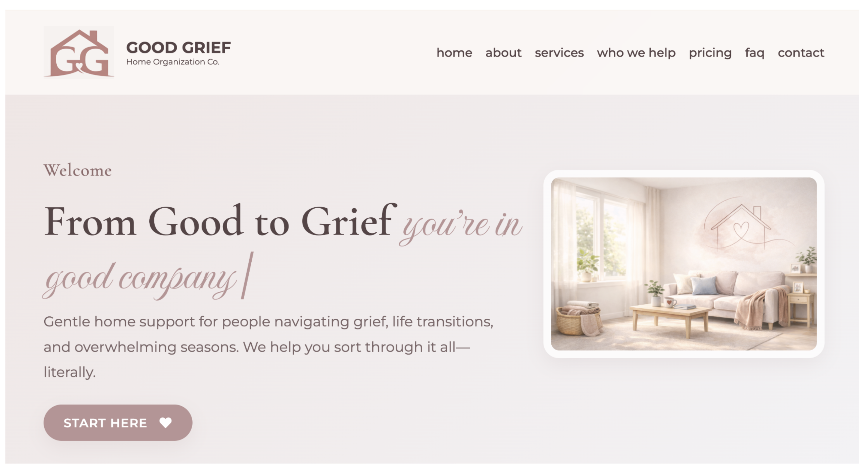 Good Grief Home Organization website