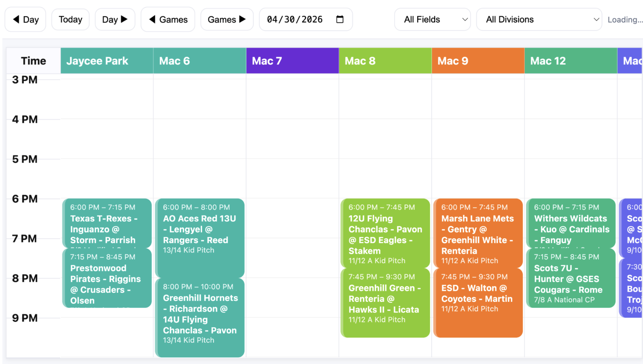 CFBBA Schedule App